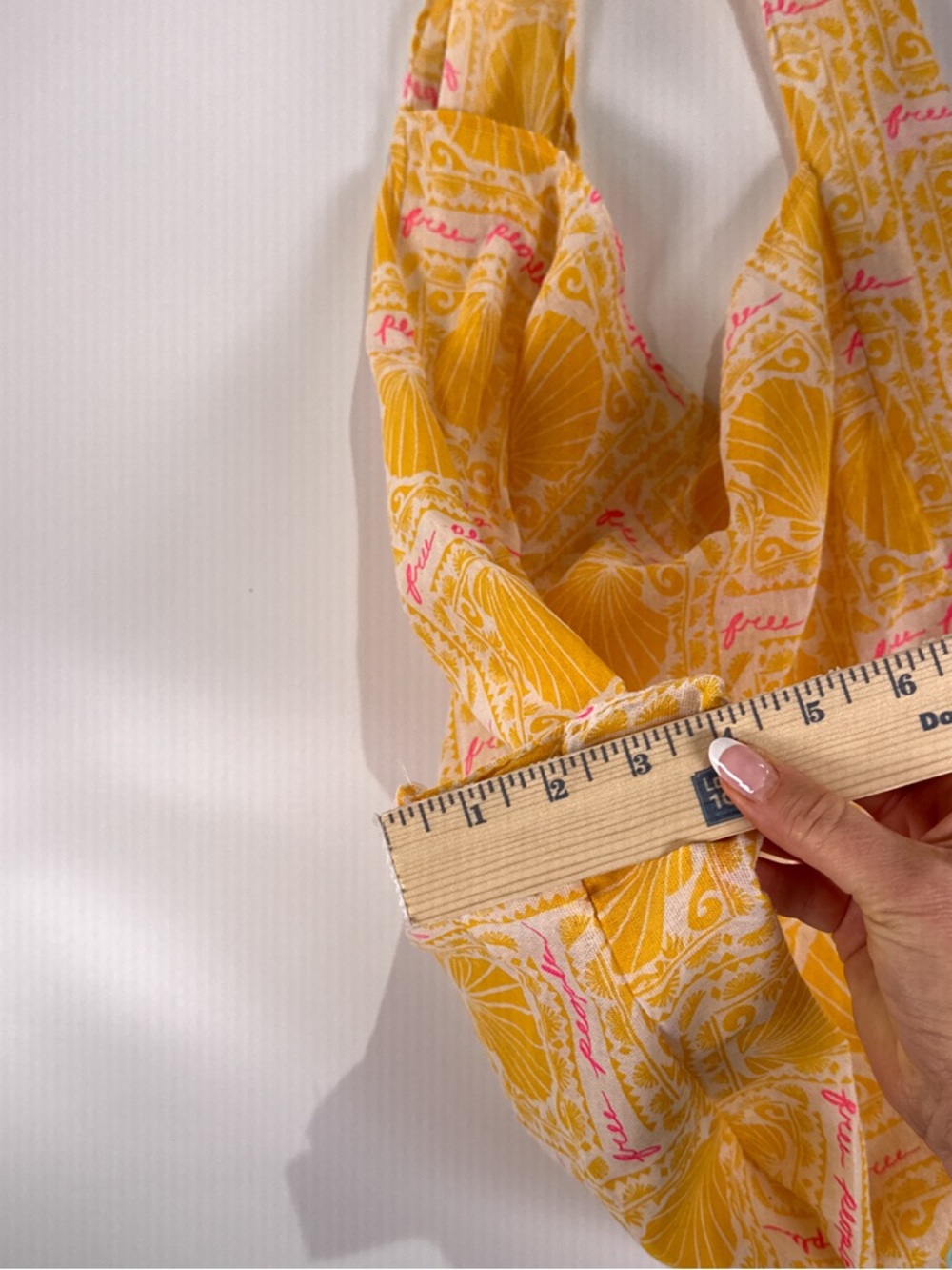Free People Slouchy Reusable Tote Bag Seashell Logo Print Yellow Pink O - Picture 7 of 8